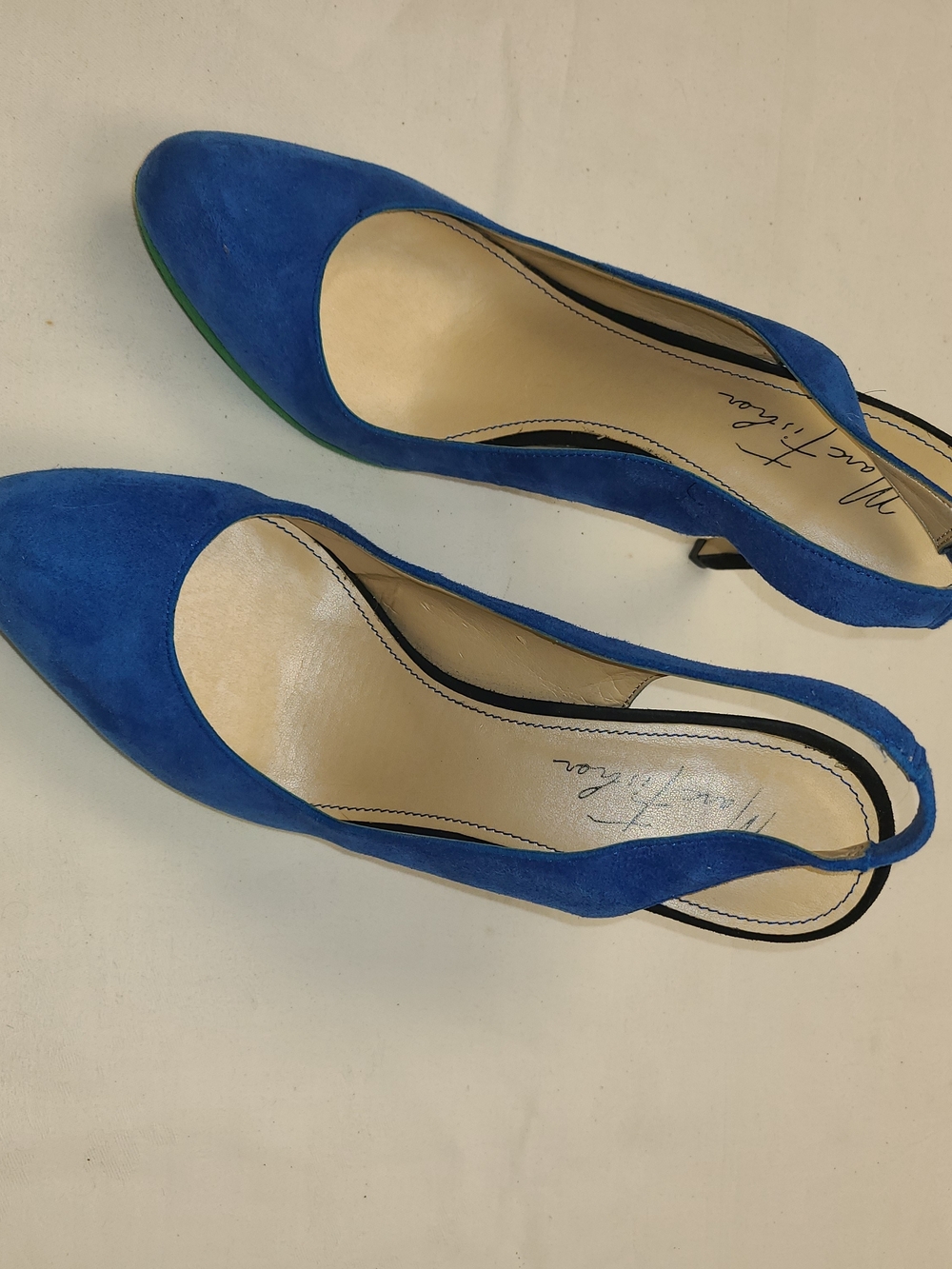 Blue Suede Slingback Heels - Women's Elegant Pumps